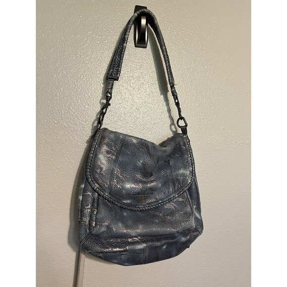 Aimee Kestenberg Braided Strap Gray Silver Metallic Teal Shoulder Bag - Picture 1 of 9